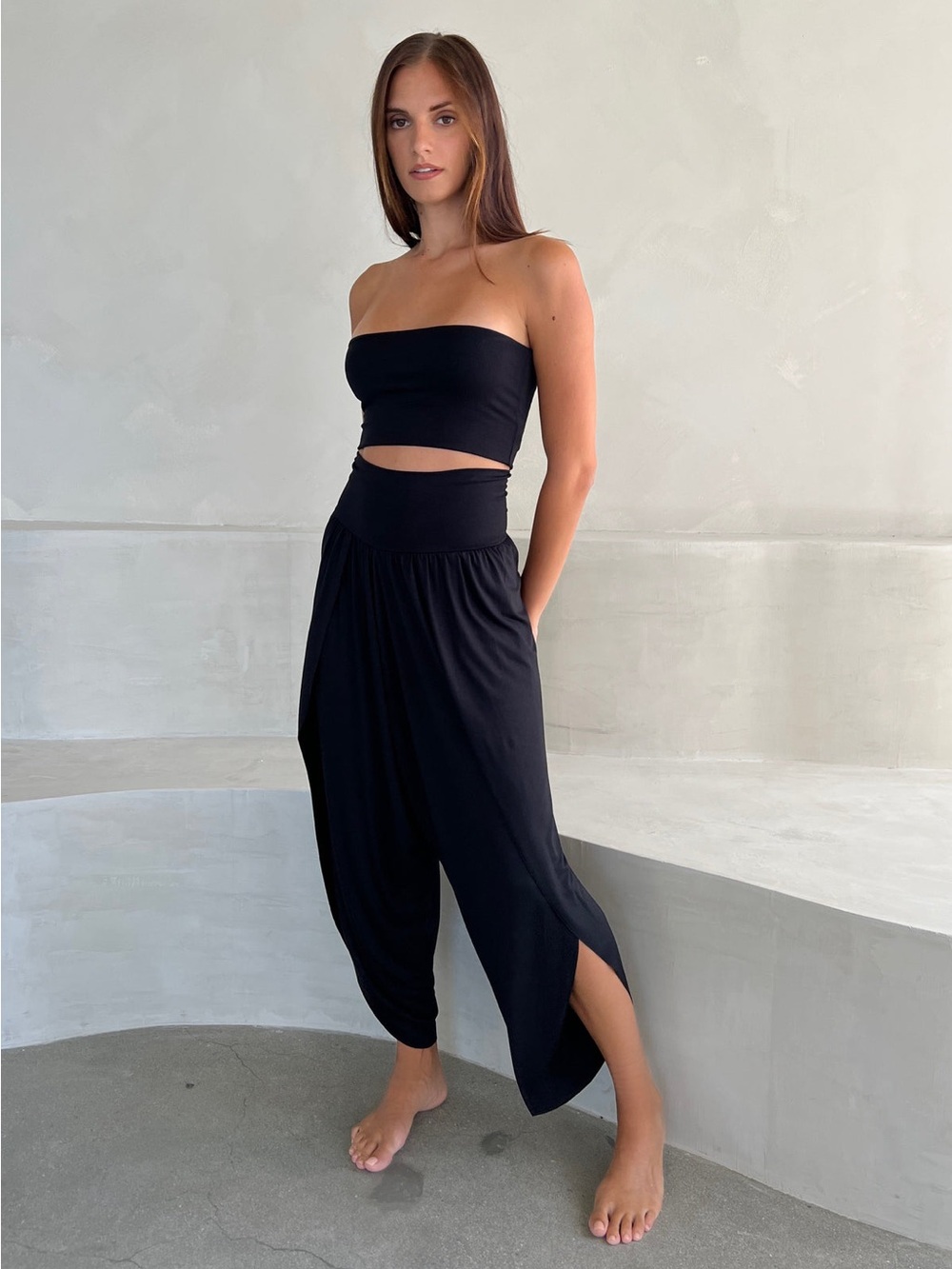 Joules Black Strapless Ruched Top